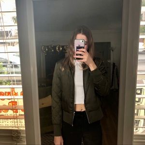 *SOLD* Forest Green Silky Bomber Jacket💚